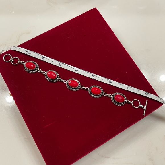 Sterling silver natural stone bracelet (listed as red coral in Posh before) - Picture 2 of 3
